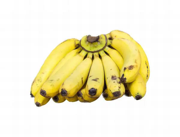 Μια Φωτογραφία Από Ένα Μάτσο Μπανάνες Λευκό Φόντο Υπάρχουν Ένα — Φωτογραφία Αρχείου