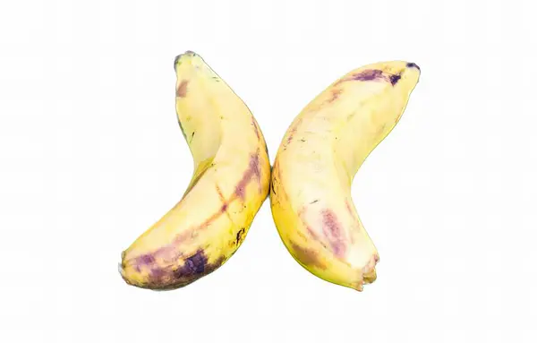 Ett Fotografi Två Bananer Med Vit Bakgrund Det Finns Två — Stockfoto