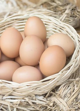 Masadaki yumurta sepetinin fotoğrafı, masadaki yumurta sepetinin yakın çekimi..