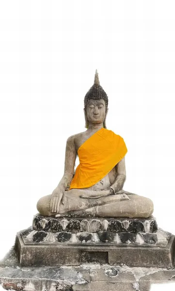 Φωτογραφία Αγάλματος Προσώπου Που Κάθεται Πέτρινη Πλατφόρμα Άγαλμα Βούδα Που — Φωτογραφία Αρχείου
