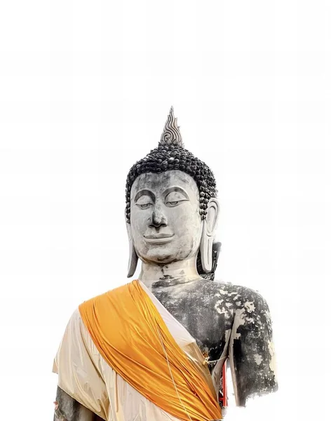 Фотографія Статуї Будди Білим Тлом Єдесталі Розташована Статуя Будди — стокове фото