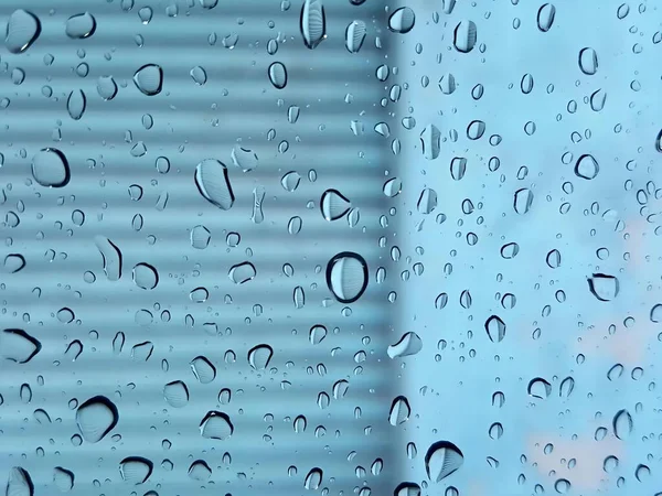 Eine Fotografie Eines Fensters Mit Regentropfen Darauf Ansicht Eines Fensters — Stockfoto