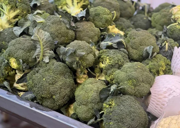 Photography Pile Broccoli Cauliflower Bin Cauliflower Broccoli Bin Market — Stock Photo, Image