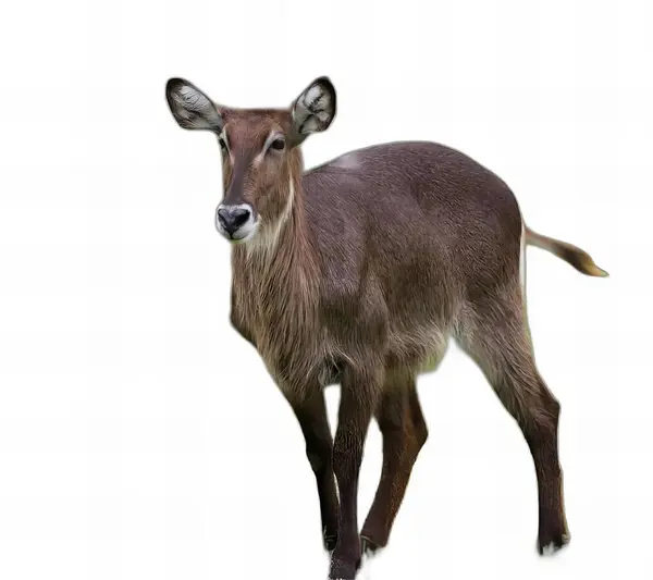 Photography Brown Goat Standing White Surface Aepyceros Melampus Waterbuck Standing — Stock Photo, Image