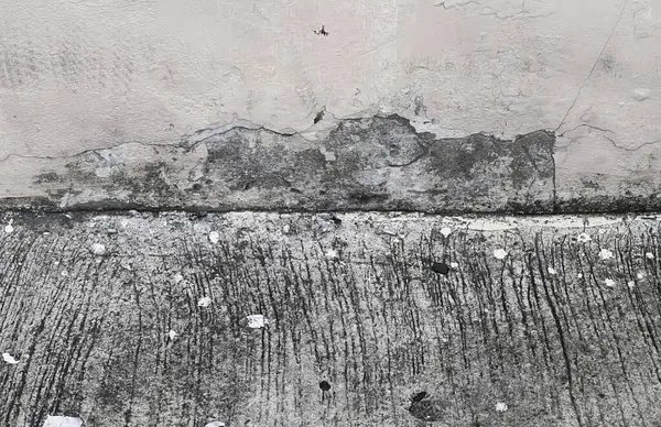 Eine Schwarz Weiß Fotografie Einer Mauer Mit Zementrand Besen Auf — Stockfoto