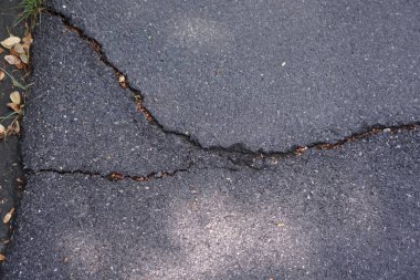 Asfaltta bir çatlak.
