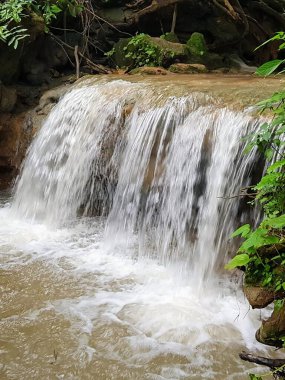 Ormanın ortasında bir şelalenin fotoğrafı..