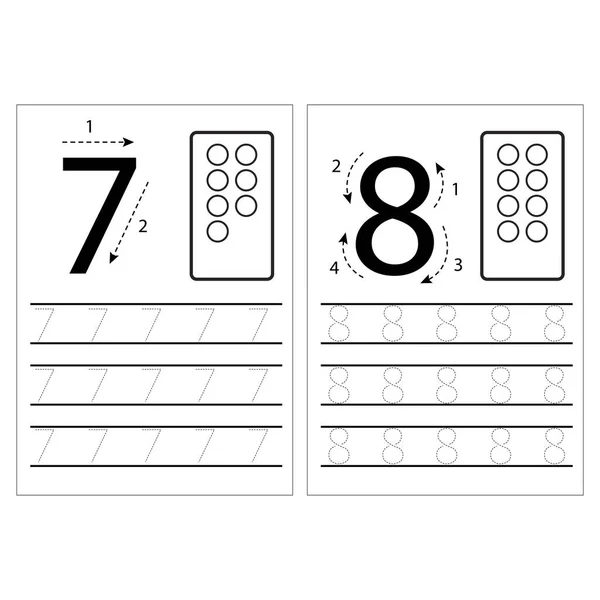Записати Номер Навчитися Писати Цифри Написання Таблиці Чисел — стоковий вектор