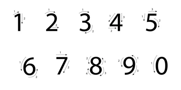 Записати Номер Навчитися Писати Цифри Написання Таблиці Чисел — стоковий вектор