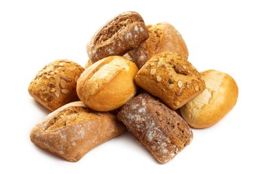 Assorted buns on white background, isolate