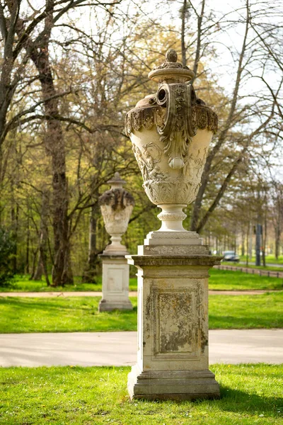 Garden Sculpture Stone Vase Dresden Spring Park — Stock Photo, Image