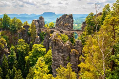 Saxon Switzerland, Bastai Bridge. Mountain view clipart