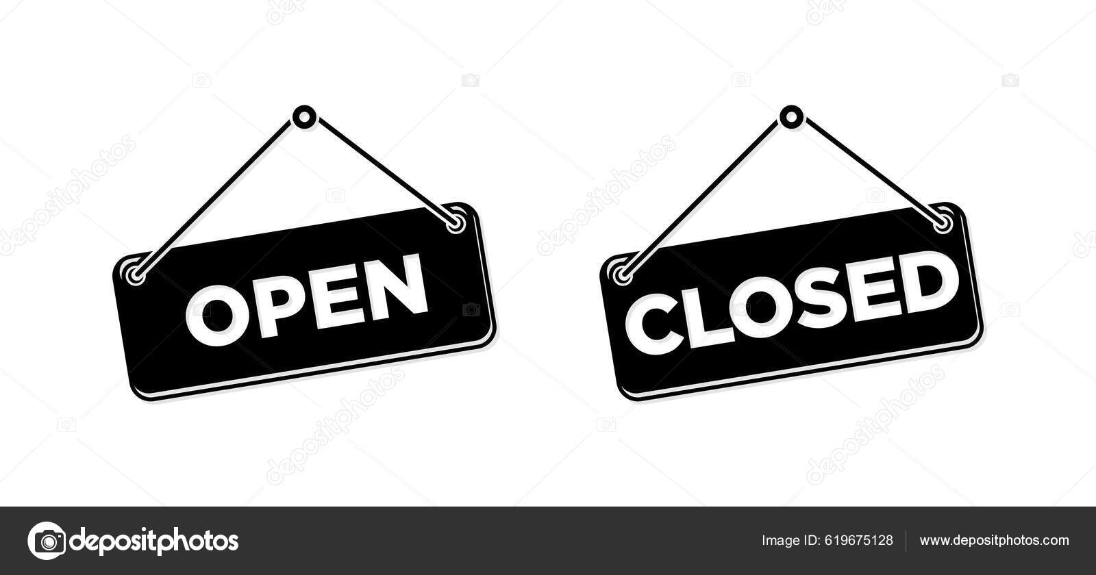 Open Closed Sign Icons Set Entering Door Web Vector Transparent Stock ...