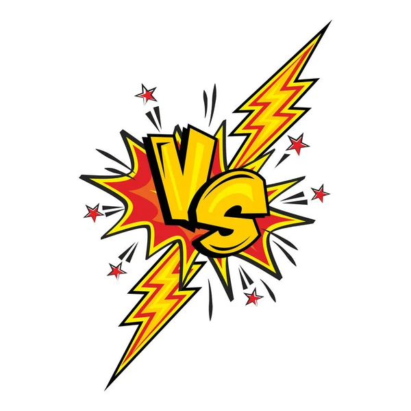 Vsコミック雷ブームフレーム 漫画の戦いの決闘とは対照的に 戦いの挑戦と対決のロゴ 透明背景のベクトル紛争漫画のシンボル — ストックベクタ