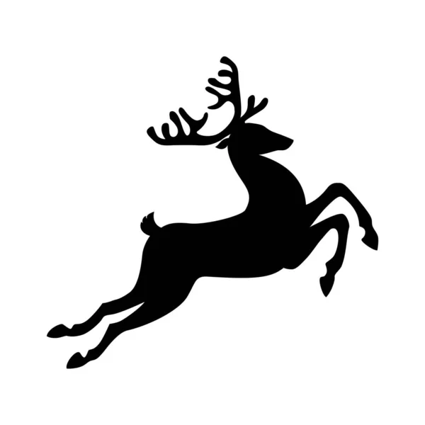 Running Reindeer Santa Sleigh Deer Silhouette Vector Template — Stock Vector