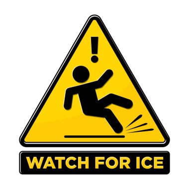 Slippery ice warning sign. Slip danger icon. Vector sign on transparent background clipart