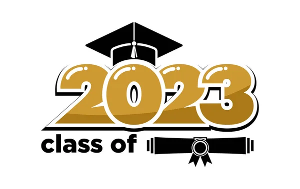 2023 Clase Enhorabuena Graduados Concepto Decorar Felicitación Para Los Graduados — Vector de stock