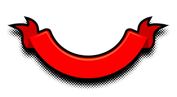 漫画風の赤いリボンアイコン テキストメッセージのベクトルテンプレート — ストックベクタ