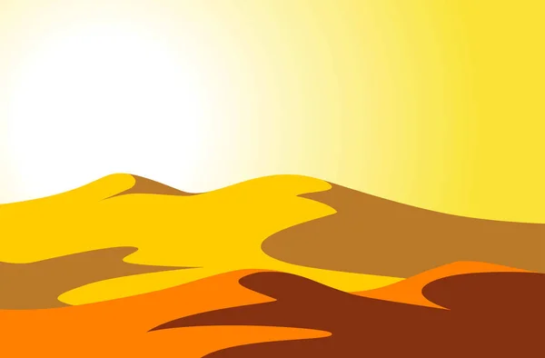 Αμμώδης Έρημος Κάτω Από Καυτό Ήλιο Στον Κίτρινο Ουρανό Ιστορικό — Διανυσματικό Αρχείο
