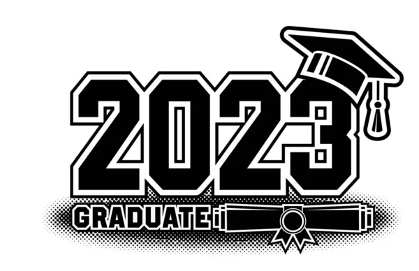 2023 Class Graduate Concept Decorate Congratulation School Graduates Design Shirt — 스톡 벡터