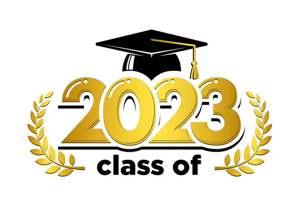 月桂冠と卒業キャップと大学院クラスのテンプレートのロゴ 透明な背景のベクトル — ストックベクタ