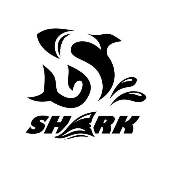 Logo Cartoon Shark Tatoo Atau Maskot Vektor Pada Latar Belakang - Stok Vektor