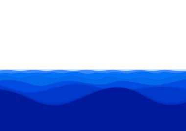 Mavi deniz dalgaları ufukta. Metin için vektör arkaplan şablonu
