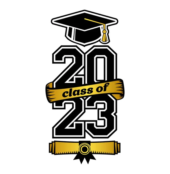 Encabezado Graduado Clase 2023 Temlate Adornar Felicitación Para Los Graduados — Vector de stock