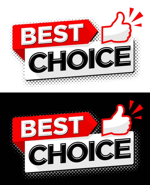 Best Choice Sticker Banner Thumb Cartoon Comic Style Vector Transparent — Stock Vector