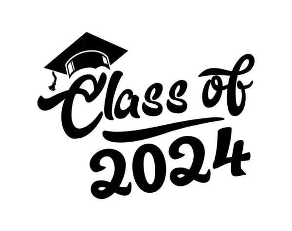 招待状のための2024年の文字クラス 卒業デザイン お祝い事 Tシャツ パーティー 高校や大学の卒業生のためのテキスト イラスト 透明背景のベクトル — ストックベクタ