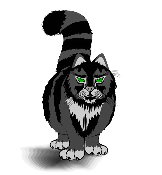 Halloween Angry Black Cat Vector Transparent Background — Stock Vector
