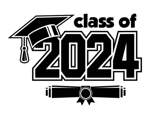 Lettering Class 2024 Greeting Invitation Card Text Graduation Design Congratulation — Stock Vector