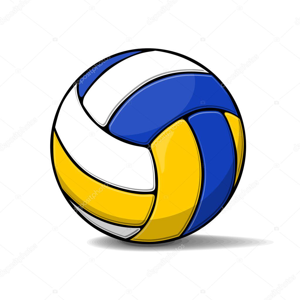 Modern multicolored ball for beach volleyball. Vector on transparent background