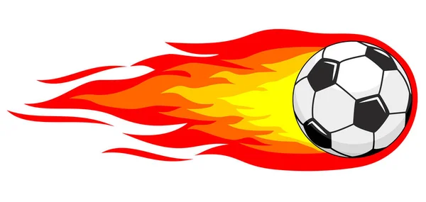 Футбольный Мяч Летит Оставляет Собой След Огня Векторный Футбольный Мяч — стоковый вектор
