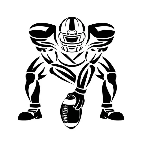 ボールを持ったアメリカンフットボール選手 透明な背景のベクトルテンプレート — ストックベクタ