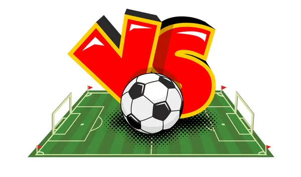 Fotbalový Míč Proti Znamení Fotbalovým Hřištěm Pozadí Šablona Vektoru Plakátu Stock Vektory