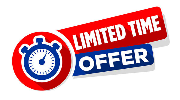 Ограниченное время предлагают баннер с секундомером. Векторный шаблон на прозрачном фоне
