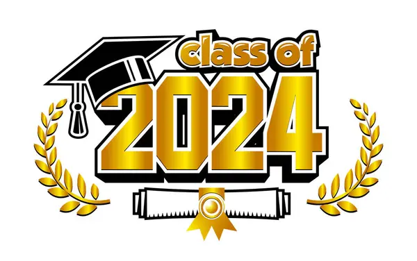 Graduado 2024 Concepto Decorar Felicitación Para Los Graduados Escuela Diseño Vectores de stock libres de derechos
