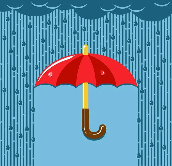 Červený Deštník Deštěm Vektorová Šablona Pro Banner Sezónního Prodeje Vektorová Grafika