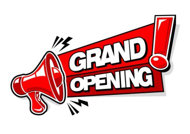 Büyük açılış afişi perakende tanıtım ve duyuru şablonu. - Evet. Sosyal ağ için megafonla reklam tasarımı. Şeffaf arkaplanda vektör