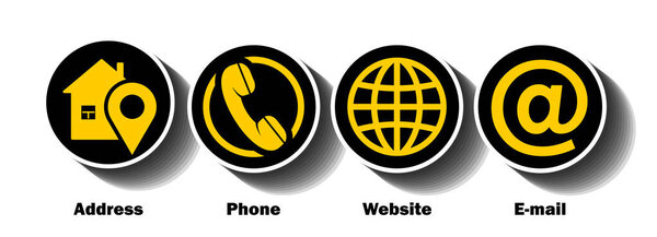 Set of contact communication icons for business card or website. Vector on transparent background