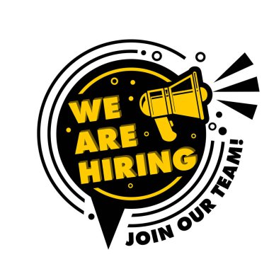 We are hiring. Join our team. Recruitment advertising template. Vector announcement job vacancies on transparent background clipart