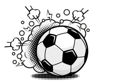 Çizgi film futbol topunu komik bir şekilde. Şeffaf arkaplanda vektör şablonu