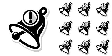 Zil ve gelen mesaj sayacıyla yeni olay bildirimi. Şeffaf arkaplanda vektör