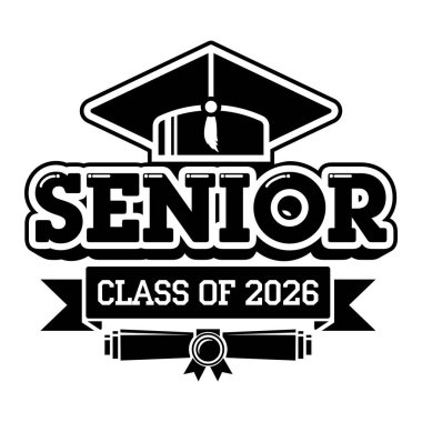 2026 Harf Sınıfı tebrik kartı, davetiye kartı. Mezuniyet tasarımı, kutlama etkinliği, tişört, parti, lise ya da üniversite mezuniyeti metni. Şeffaf arkaplanda vektör