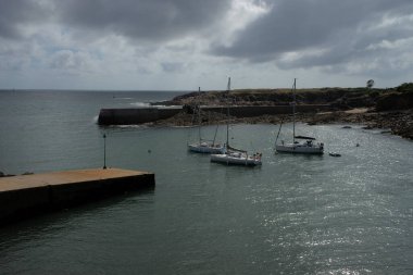 view of the port of Doelan, Clohar-Carnoet in Finistere in Brittany, France