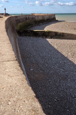 Saint-Valery-en-Caux plajı yazın, Normandiya, Fransa