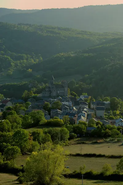 stock image view of the village of Saint-Nectaire, famous for its cheese, in the Puy-de-Dome region of Auvergne, France