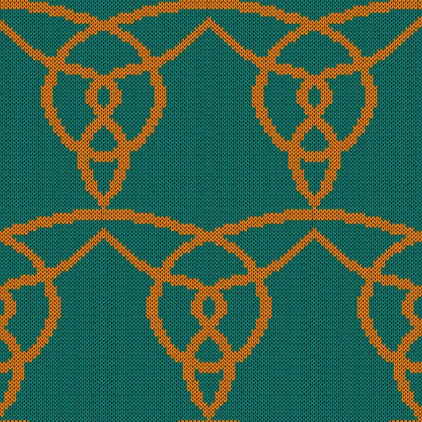 Abstraktní Pletený Bezešvý Ornamentální Vzor Tyrkysových Oranžových Barvách Vektor Jako — Stockový vektor