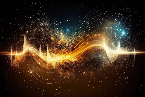 闪烁的声音和能量波穿过太空 — 图库照片